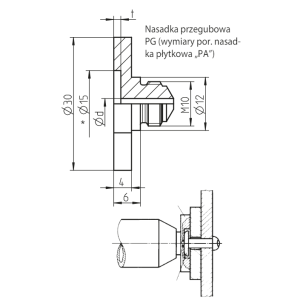 Nasadka przegubowa PG z wycięciem do nitów o średnicy 3 i 3,2 oraz 4 mm oznaczenie PG 16/24 Gesipa kod: 1456663 - 2